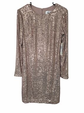 NWT Eliza J Rose Gold Sequin Long Sleeve Shift Dress size 6